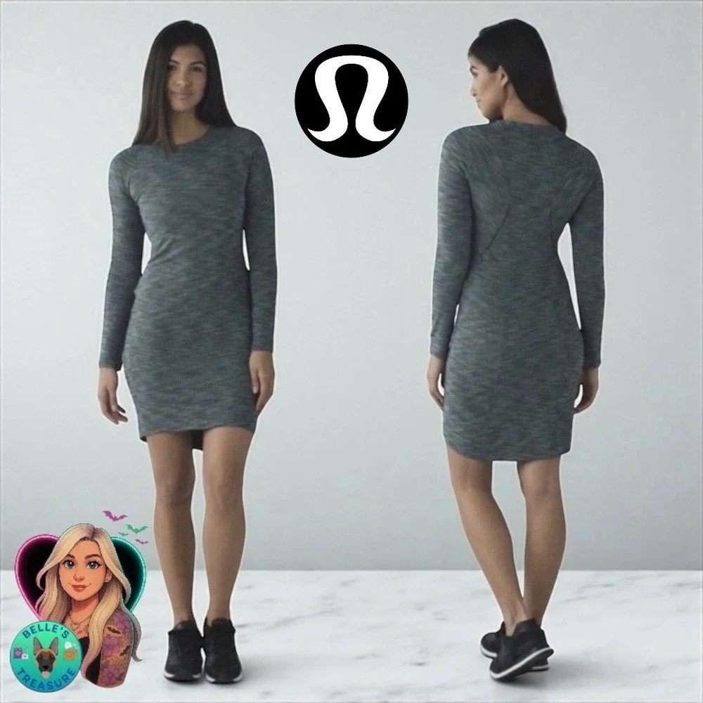 Lululemon Dress Womens 4 & Go Where To Long Sleeve Heather‎ Teal Green Stretch